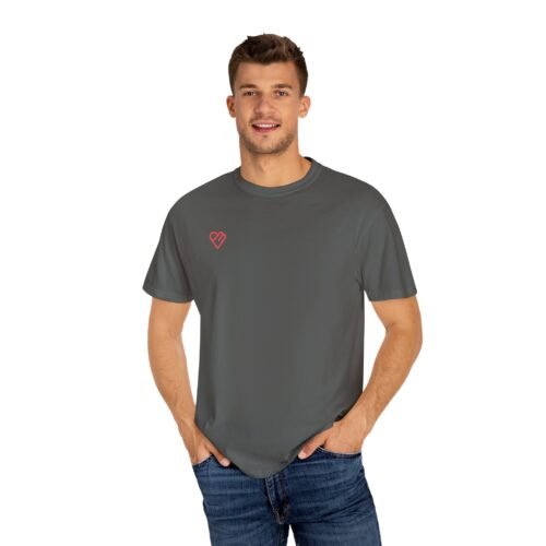 Unisex Heart Design Garment-Dyed T-Shirt - Casual Love Tee - Image 4