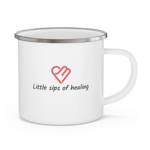 Inspirational Enamel Camping Mug - 'Little Sips of Healing' - Image 2